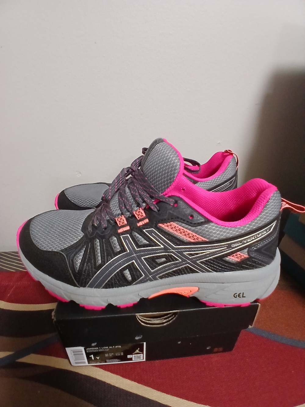 ASICS Gray and Hot Pink Women’s GEL Running Sneakers